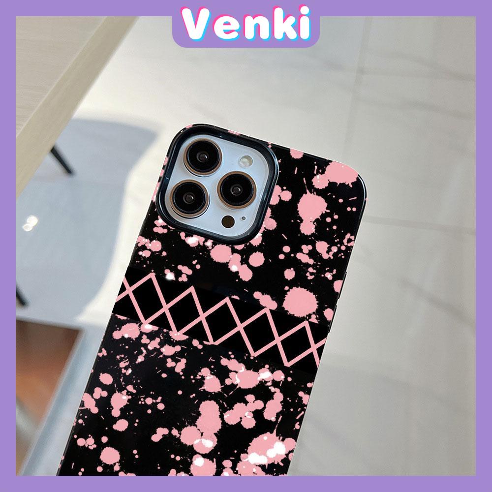 iPhone Case Soft TPU Glossy Black Candy Case Sweet Cool Pink Splashed Ink Camera Protection Shockproof For iPhone 14 13 12 11 Pro Max 7 8 Plus X XR