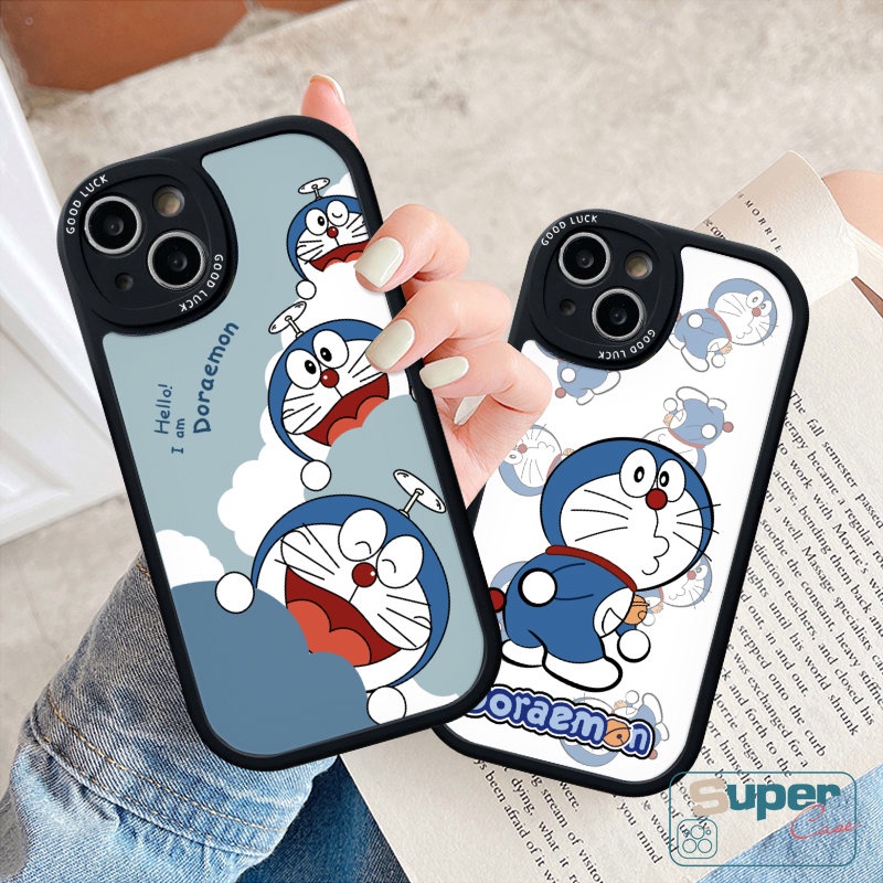 Case Kartun Doraemon Oppo A16 A78 A58 A55 A17 A3S A54 A77s A7 A12 A76 A16K A17K A9 A5 A16E A1K A57 A15 A53 A5s A96 A74 A95 A92 Reno 8T 5 7Z 5F A31 Lensa Oval Kucing Lucu Sarung Soft Cover