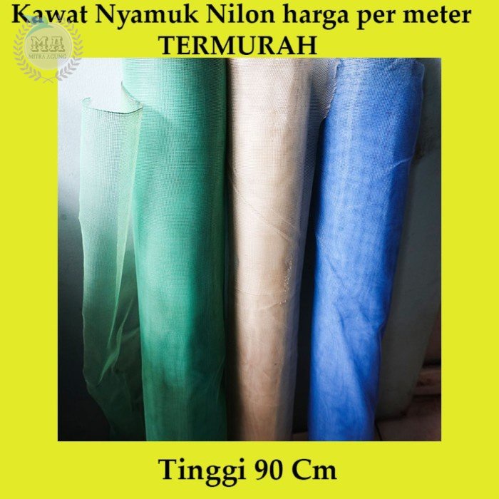 KAWAT KAIN KASA NYAMUK NYLON STRIMIN HIJAU PUTIH BIRU CREAM PER METER OLS Kawat Kain Kasa Jaring Anti Nyamuk Serangga Nylon