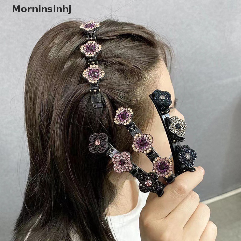 Mornin 1Pc Jepit Rambut Kepang Batu Kristal Berkilau Dengan Hiasan Berlian Imitasi Hair Clips id