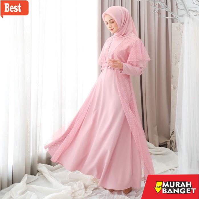 GAMIS RAMADHAN TERBARU UNTUK WANITA- Lesya Maxi Dress Gaun Pesta / Gamis Kondangan Acara Resmi Denga