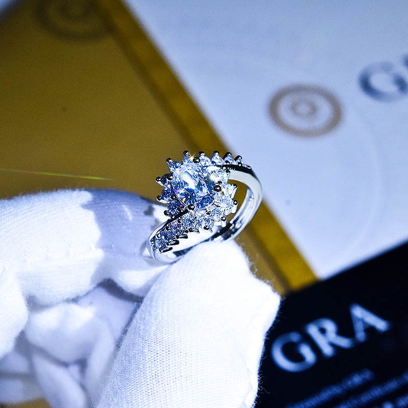 Goldkingdom Aksesoris Perhiasan Fashion Ready Stock Mosangshi Temperamen Pertunangan Cincin Perhiasan Tangan