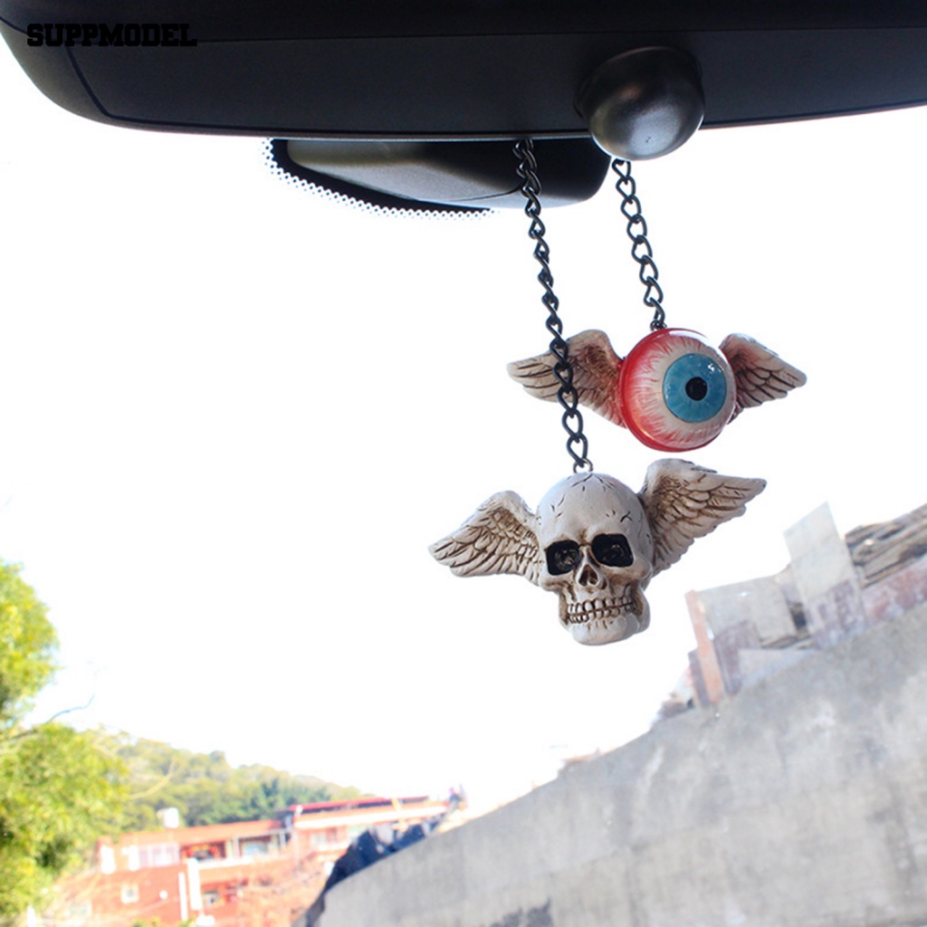 Suppmodel 2Pcs Compact Size Liontin Mata Perlengkapan Mobil Eye Skull Car View Mirror Hanging Pendant Bentuk Kreatif