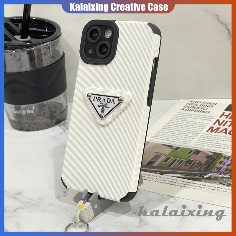 Soft Case Kulit Persegi Casing PRADA 3D Untuk iPhone 14 Pro Max13 12 Pro Max iP11 X XR Xs Max7 8 Plus