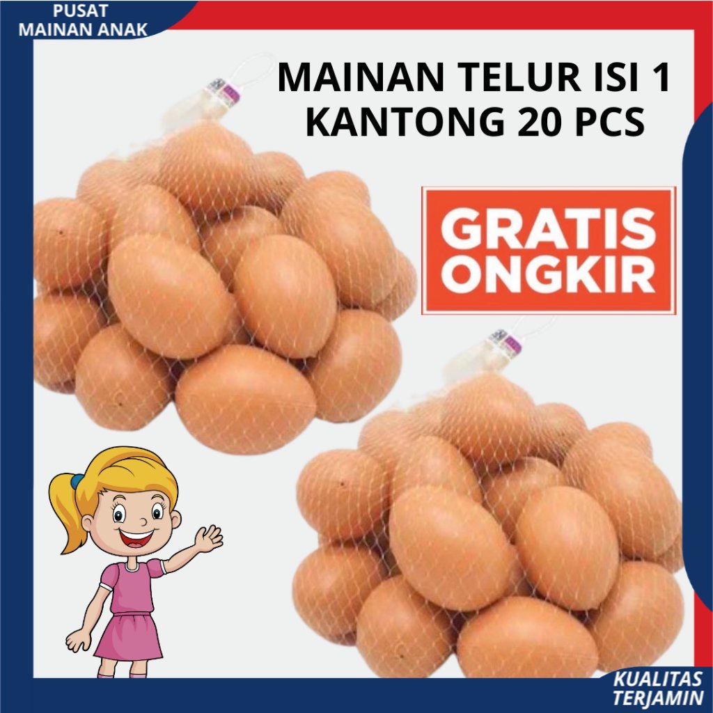 PROMO MAINAN ANAK TELUR AYAM TELUR TELURAN PLASTIK 1 PACK ISI 20 PCS / MAINAN MASAK MASAKAN SNI