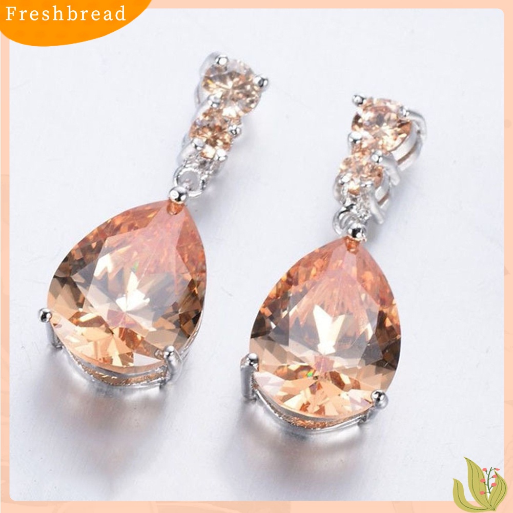 {In Stock} Fashion Wanita Teardrop Cubic Zirconia Hias Menjuntai Stud Earrings Perhiasan Hadiah