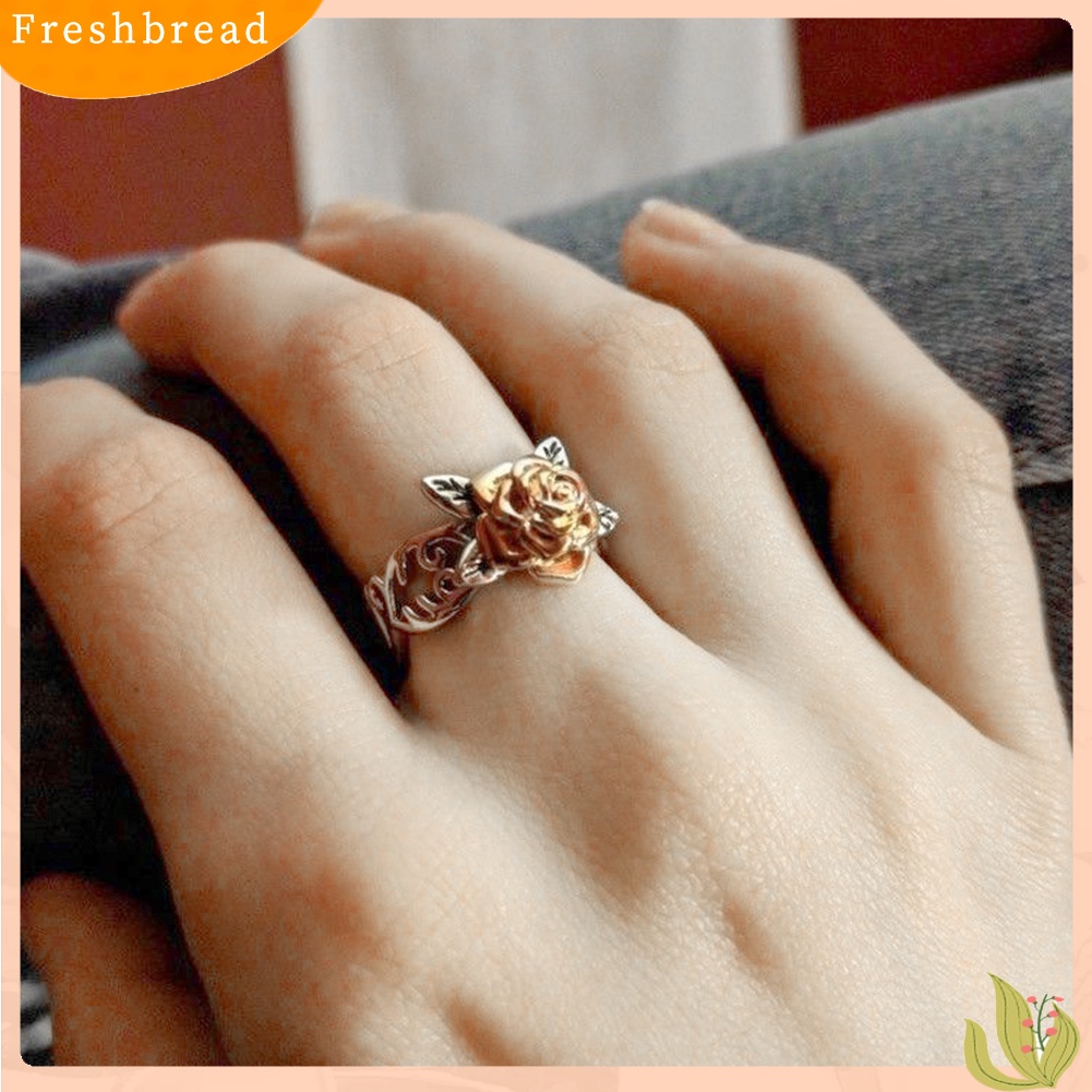 {In Stock} Retro Wanita Bunga Mawar Kerawang Ukir Jari Cincin Pesta Perhiasan Hadiah Ulang Tahun