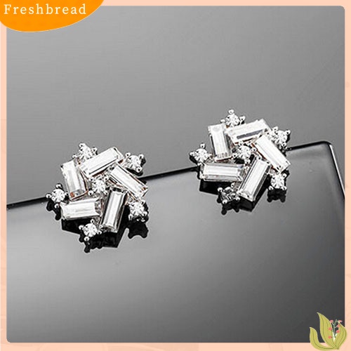 {In Stock} Kincir Angin Beruntung Wanita Berlian Imitasi Warna Perak Ear Stud Earrings Perhiasan Pesta