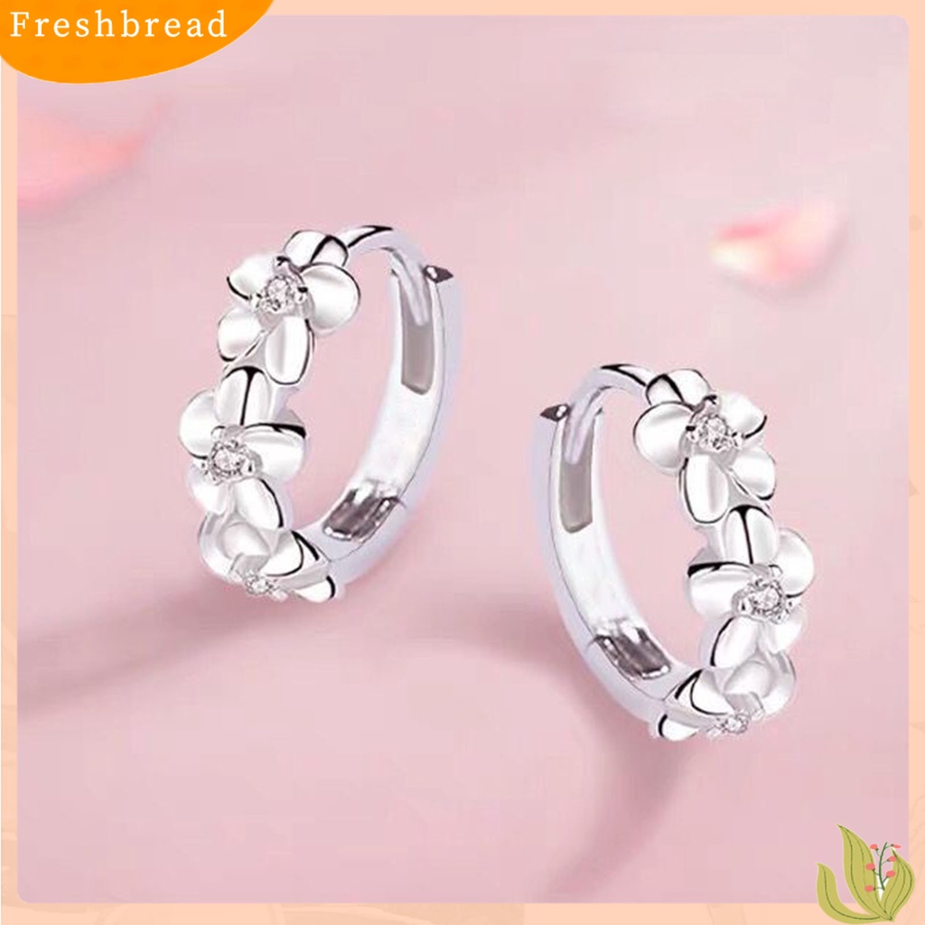 {In Stock} 1pasang Anting Hoop Wanita Bunga Berlian Imitasi Perhiasan Gaya Korea Jepang Semua Pertandingan Anting Lingkaran Mengkilap Untuk Prom