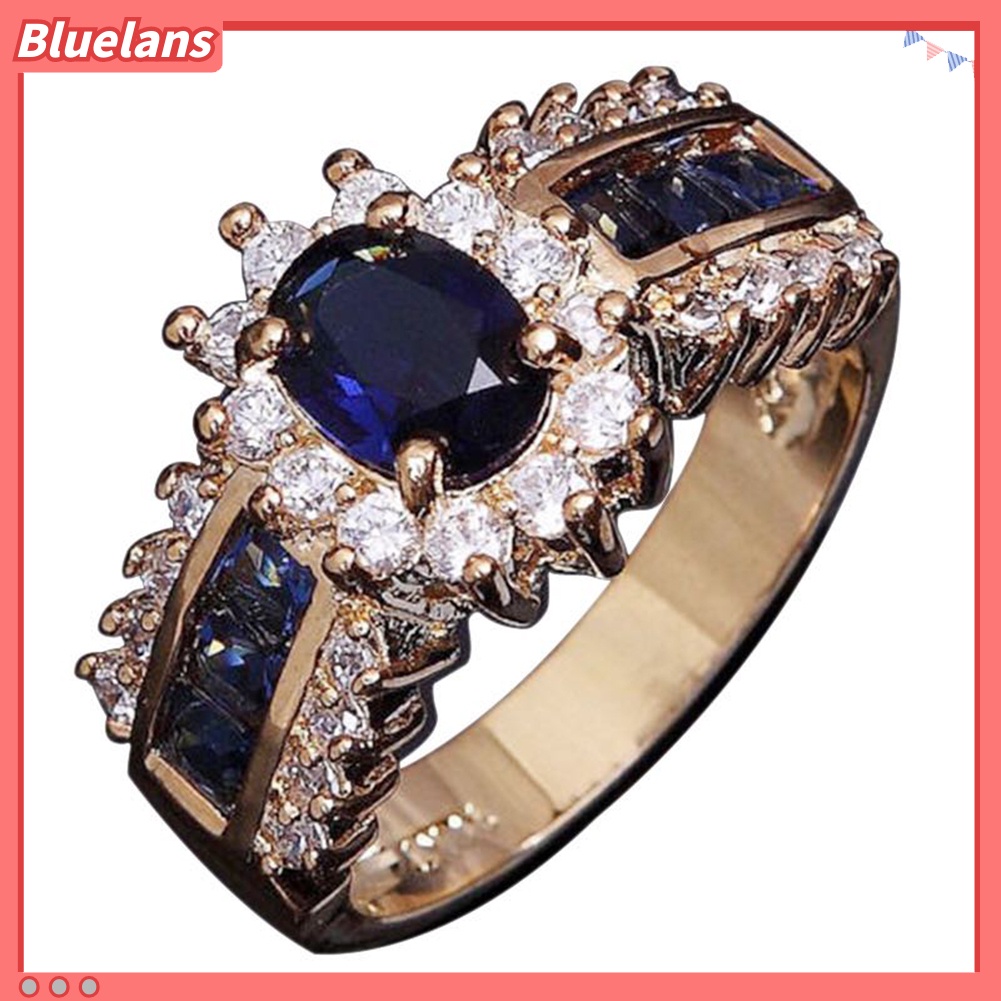 {In Stock} Wanita Vintage Cubic Zirconia Bertatahkan Band Jari Cincin Hadiah Perhiasan Pesta Pernikahan