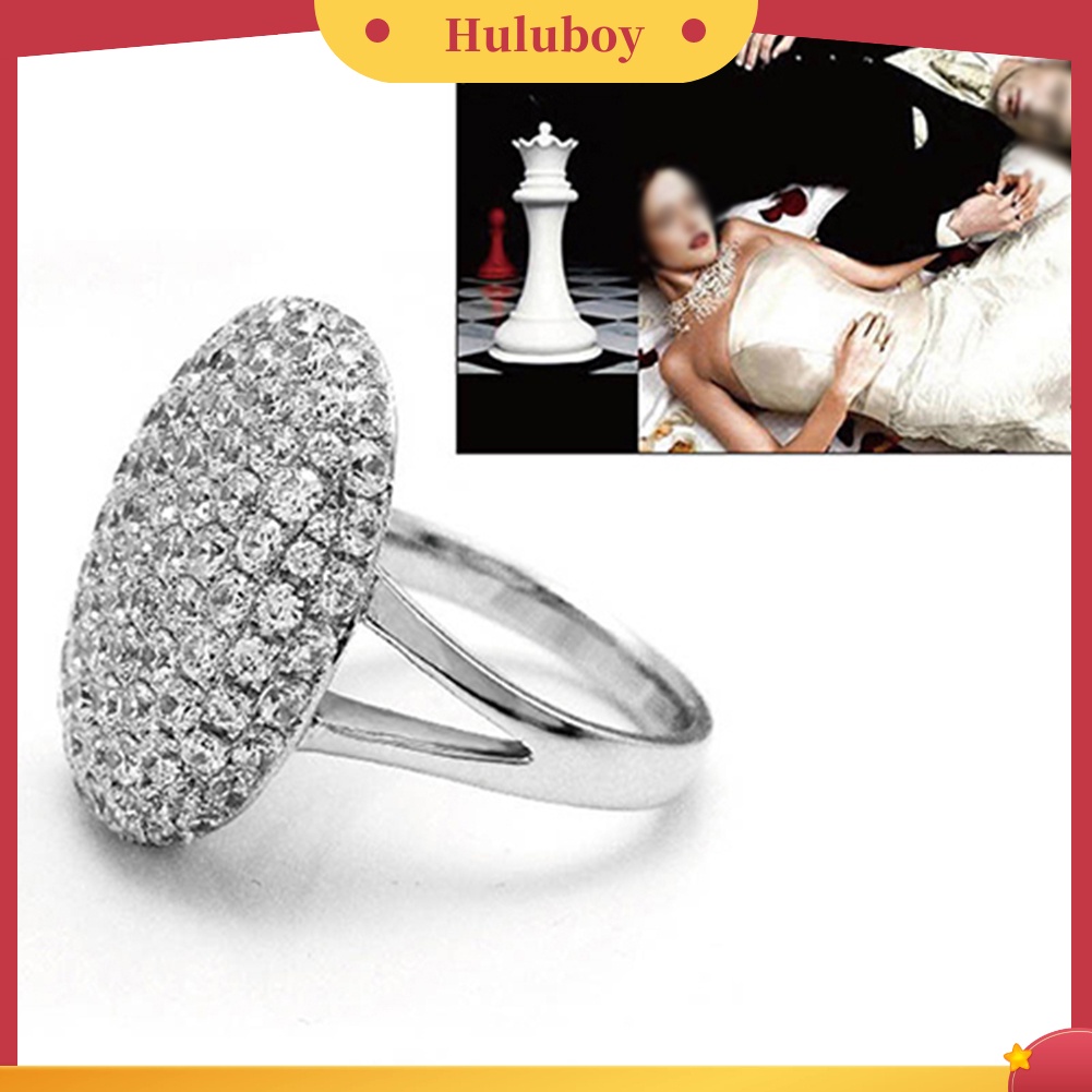 {Ready Stock} Wanita Mewah Oval Berlian Imitasi Potongan Pernikahan Band Engagement Ring Ukuran 6-10