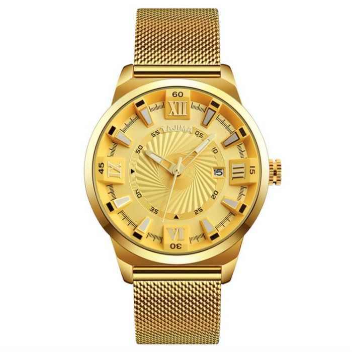 Jam Tangan Pria Analog Tajima 1944 Stainless Steel Tahan Air 50 Meter - GOLD