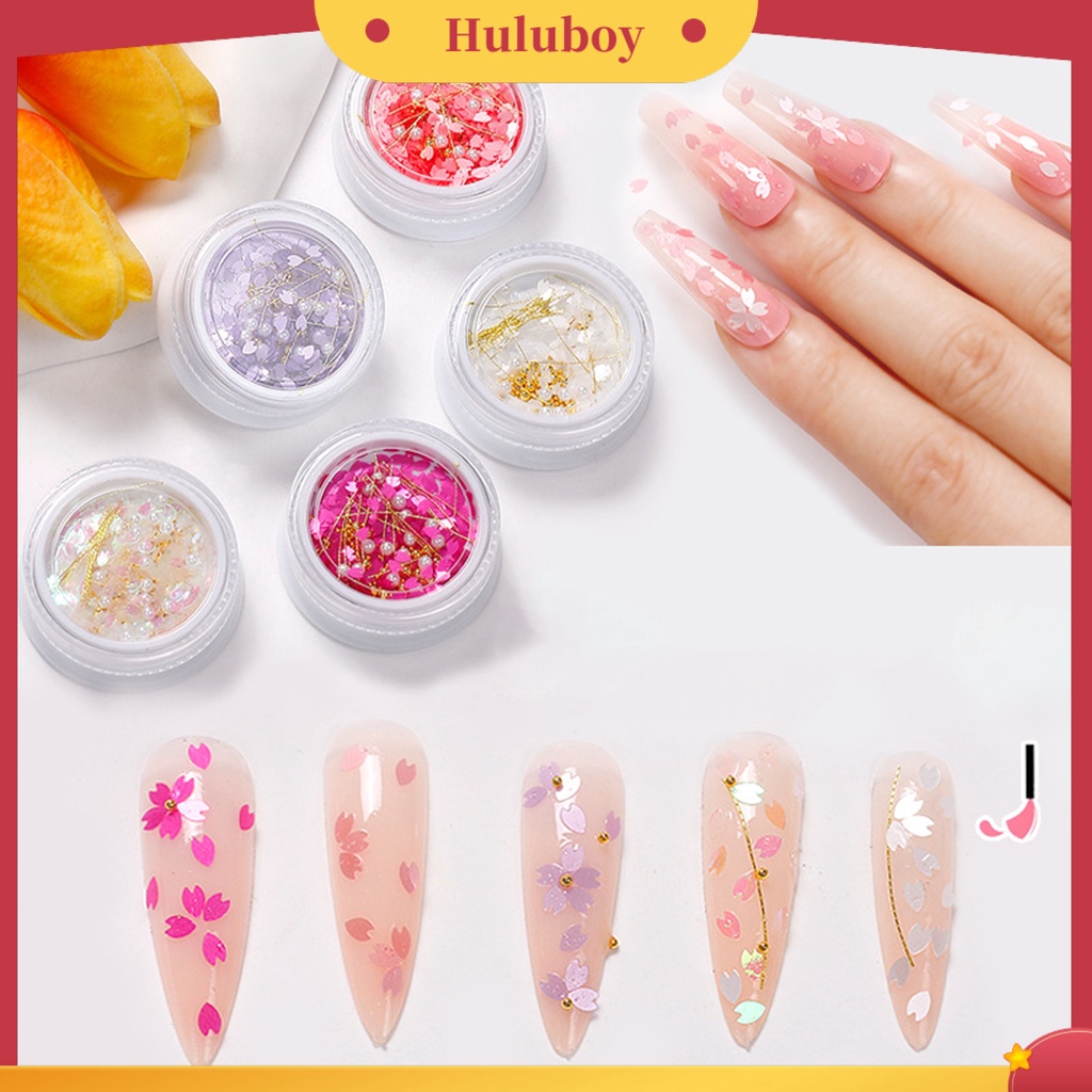 {In Stock} 1kotak Payet Kuku Bentuk Bunga Warna Cerah Ultra-Tipis Mengkilap Efek Visual Pertunjukan Pesona Unik Kelopak Hewan Peliharaan Nail Art Paillettes Sequin Flakes Ornamen Untuk Salon Kuku