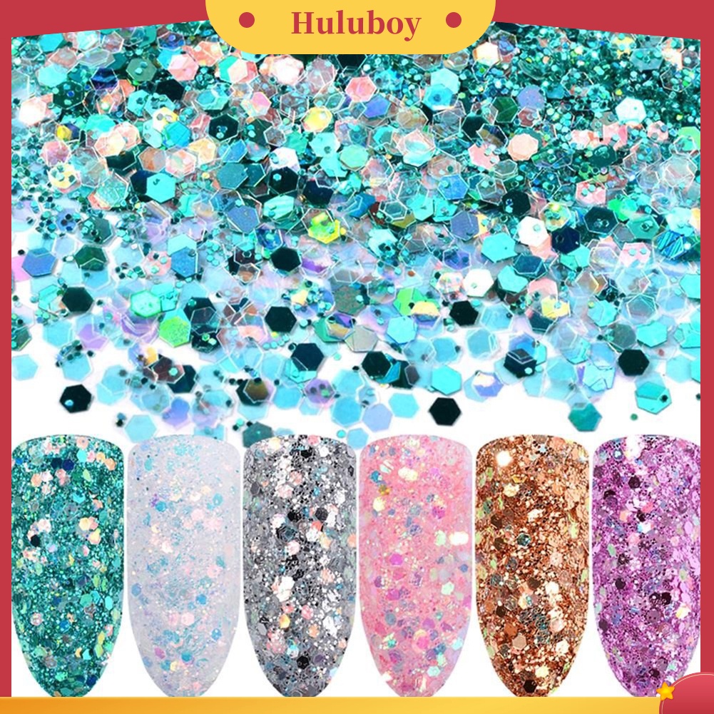 {In Stock} 6Pcs Colorful Manicure Pigments Paillette Lase-r Sequin Nail Glitter Bubuk