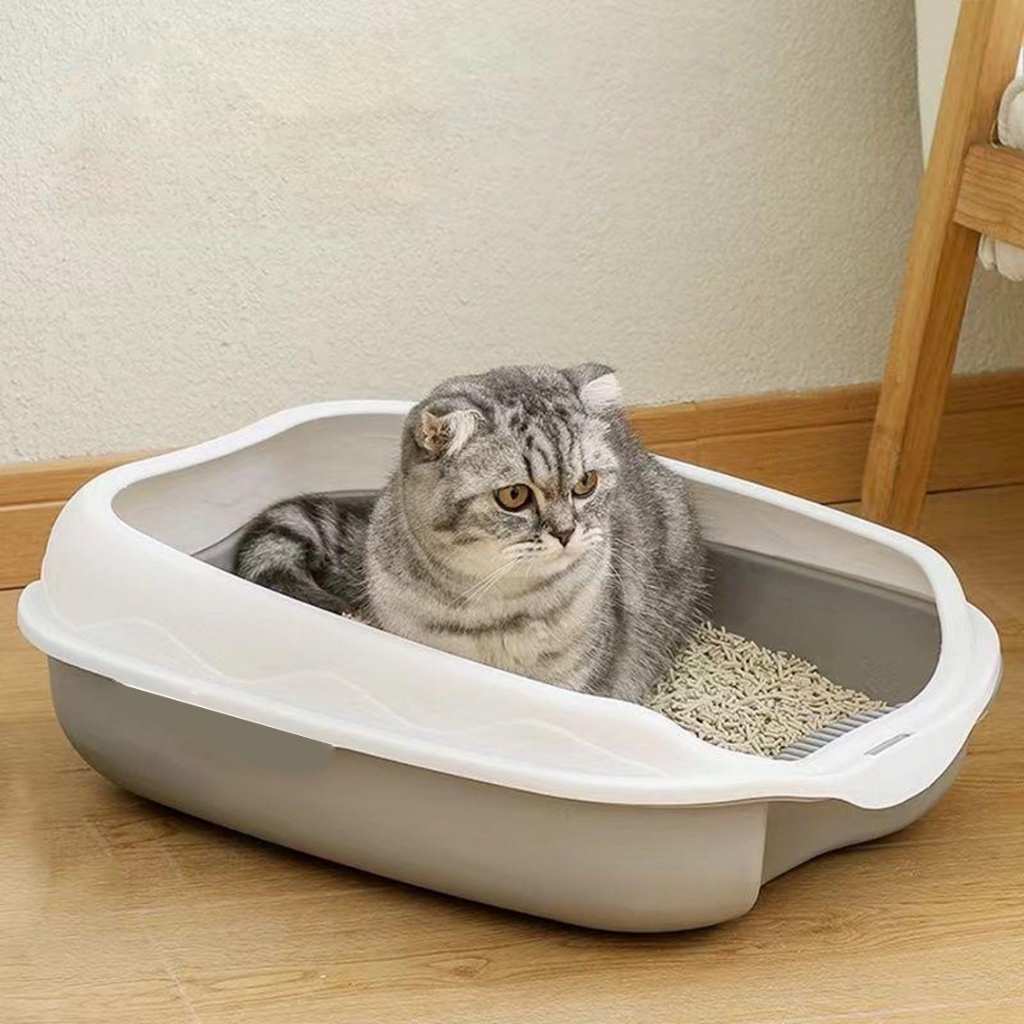 MMM Litter Box Hewan Peliharaan FREE Sekop Pasir Toilet Hewan Peliharaan Kotak Kotoran Untuk Kucing Tempat Buang Kotoran
