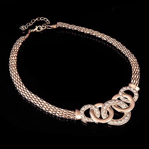 Twowood Wanita Pengantin Kristal Choker Kalung Anting Gelang Lampu Gantung Cincin Perhiasan Set