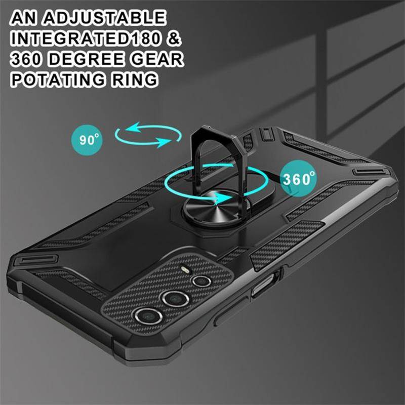 Casing Magnet Armor Shockproof Untuk OPPO A17K A36 A76 A53 A54 A74 A93 A55 A57 A7 F9 Pro A92 Serat Karbon Dudukan Mobil Carbon Kickstand Phone Cover