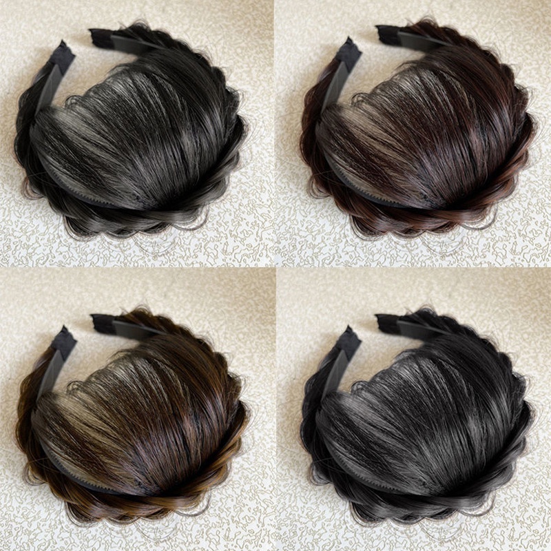 Wig Alami Twist Kepang Bando Dengan Poni Fashion Wanita Aksesoris Rambut