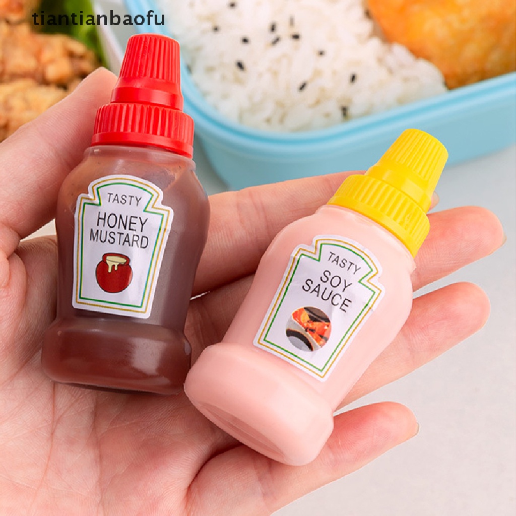 [tiantianbaofu] 4pcs/set 25ML Botol Kecap Tomat Mini Madu Mustard Portable Wadah Saus Kecil Salad Dressing Container Pantry Container Butik