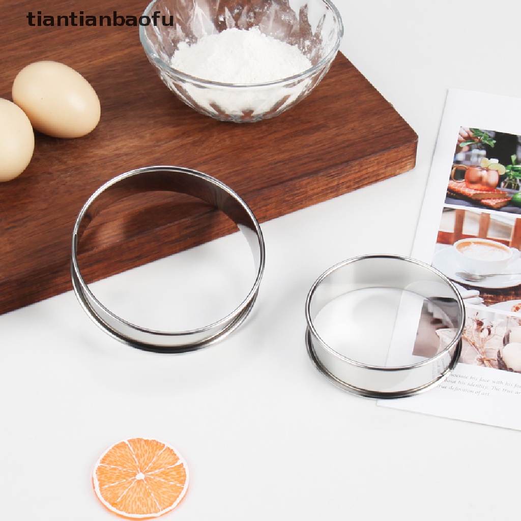 [tiantianbaofu] 8/10cm Stainless Steel Cincin Bulat Cetakan Muffin Double Tart Baking Tools Butik