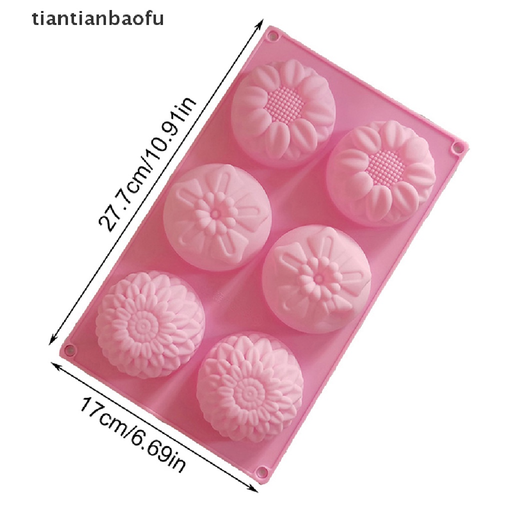 [tiantianbaofu] 1pc 6rongga 3rongga Berbeda Bentuk Bunga Dan Tanaman Silikon Cetakan Kue Coklat Butik