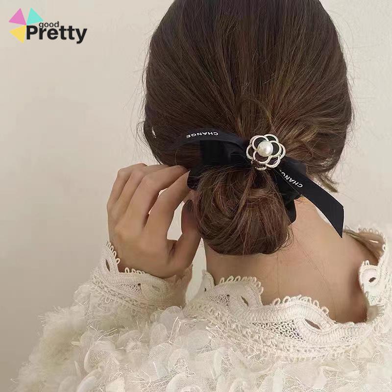 Tali rambut mutiara sederhana Cincin rambut Pita rambut usus besar Camellia wanita - PD