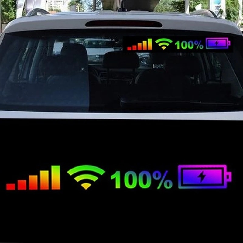 Tanda Sinyal Ponsel 5G Yang Dipersonalisasi Wifi Mobil Vinyl Decals/Stiker Reflektif Laser Warna-Warni Dekorasi Untuk Mobil, Motor