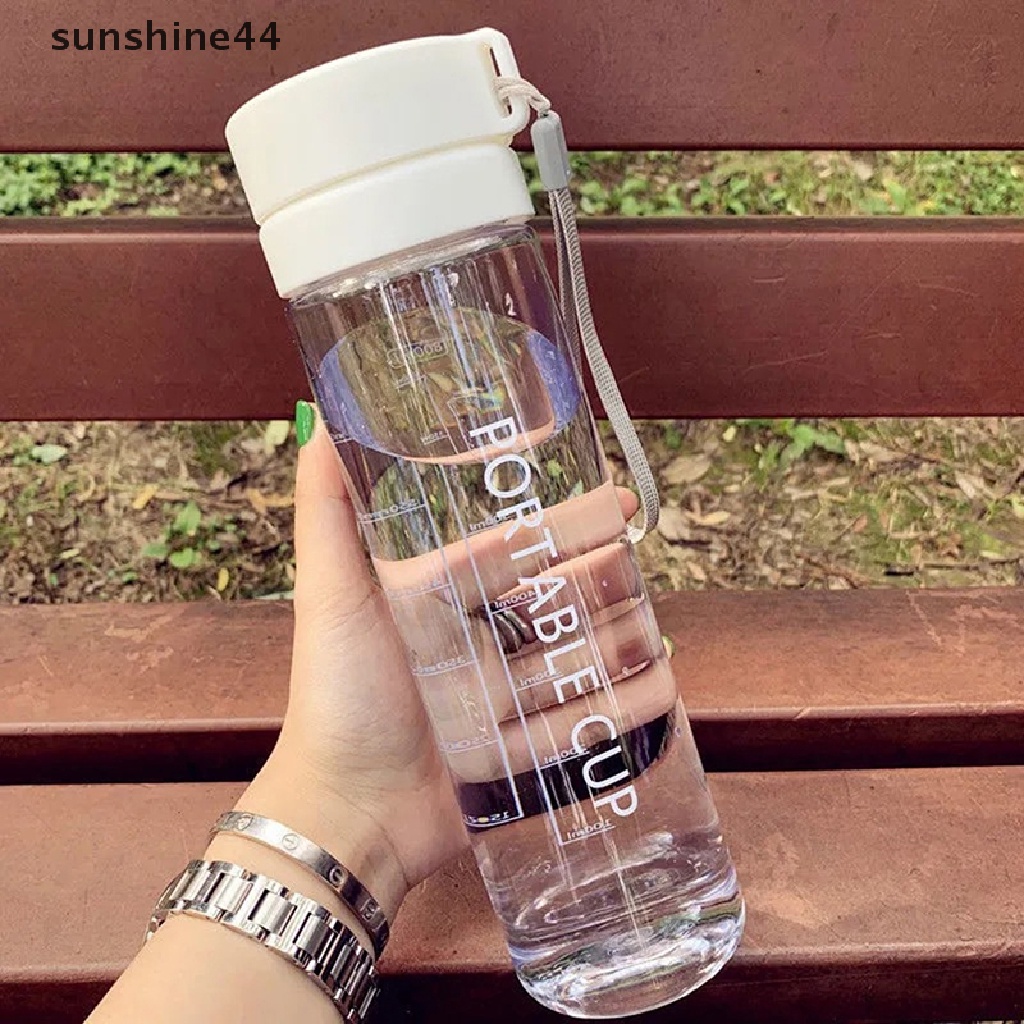 Sunshine 600ml Kapasitas Besar Olahraga Buah Lemon Jus Botol Minum Infuser Bening Portabel Botol Air Plastik ID