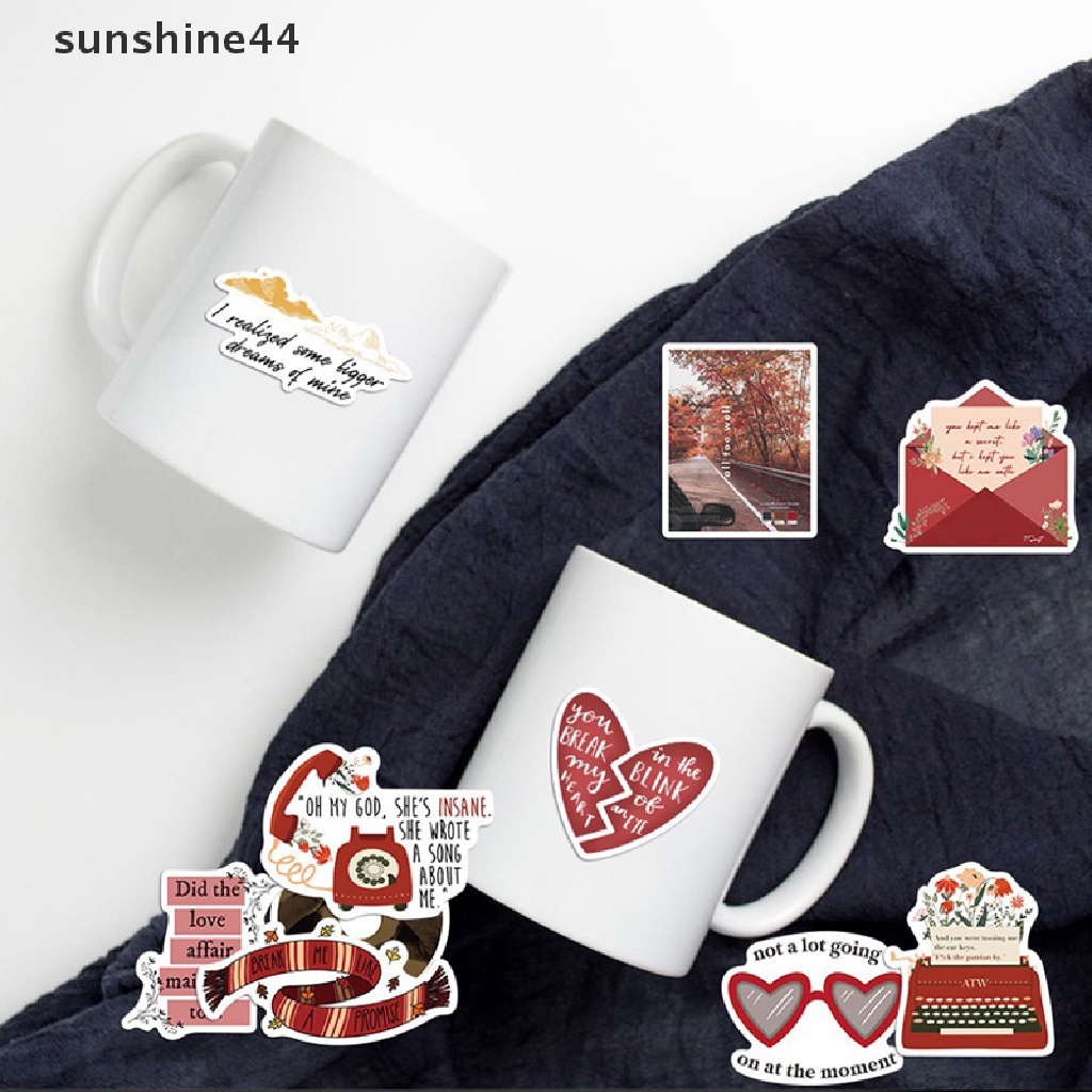 Sunshine 50PCS Campur Alison Swift Taylor Folk Song Stiker Laptop Gitar Skateboard Tahan Air Album Folklore Decal Sticker Pack Mainan Anak ID