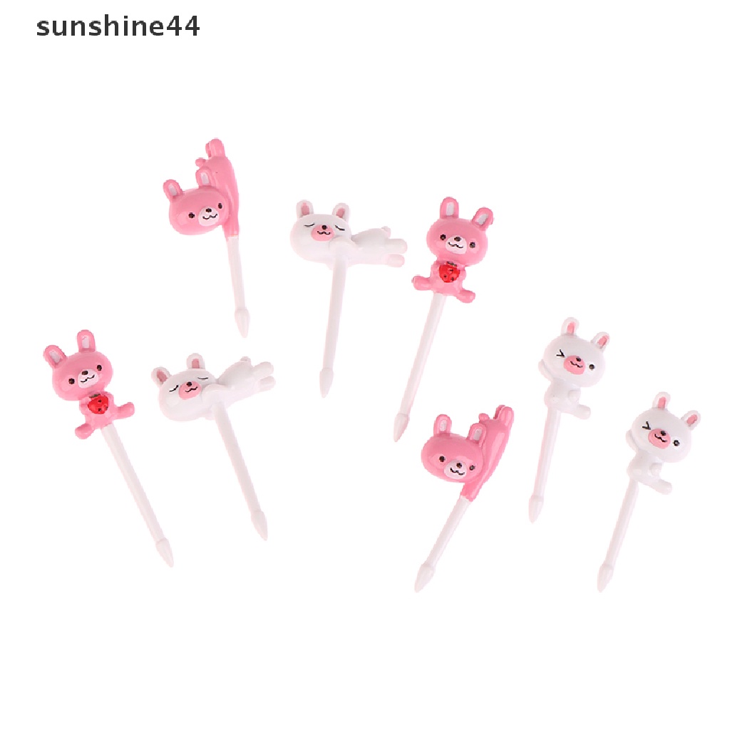 Sunshine 4/8Pcs Garpu Buah Kartun Hewan Snack Dessert Kue Animal Decor Pilihan Makanan ID