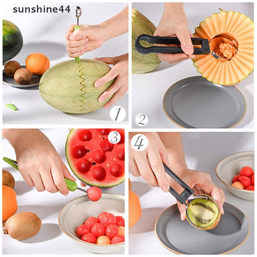 Sunshine Sendok 3in1 Melon Baller Scoop Stainless Steel Pumpkin Cutter Alat Ukir Buah Set ID