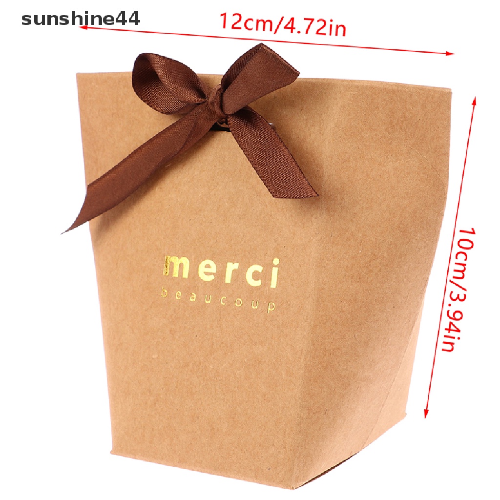 Sunshine 5pcs Kelas Atas Hitam Putih Bronzing &quot;Merci&quot; Candy Box DIY Kotak Hadiah Nikmat Pernikahan ID