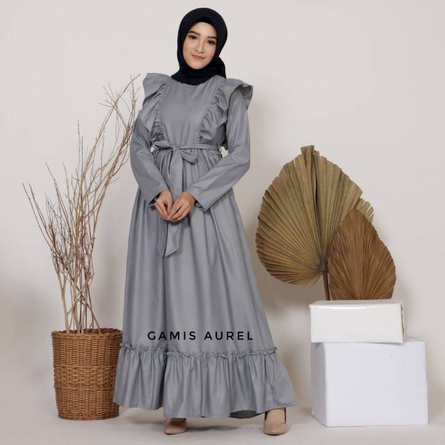 GAMIS KATUN TOYOBO/GAUN/ BAJU MUSLIMAH ANAK & DEWASA "' GAMIS AUREL"' WARNA BIRU ELEKTRIK