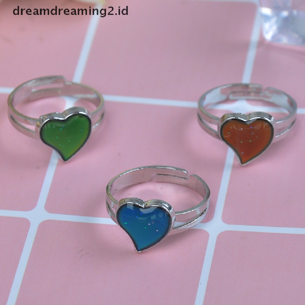 (hot) Mood ring band Berubah Warna by temperature ajustable heart  //