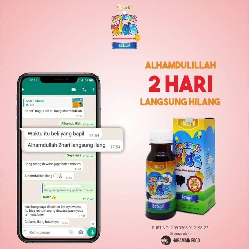 MADU BATUK PILEK ANAK / FLU BATUK ANAK /MADU AMANAH KIDS BATUPIL 130GR ORIGINAL ASLI