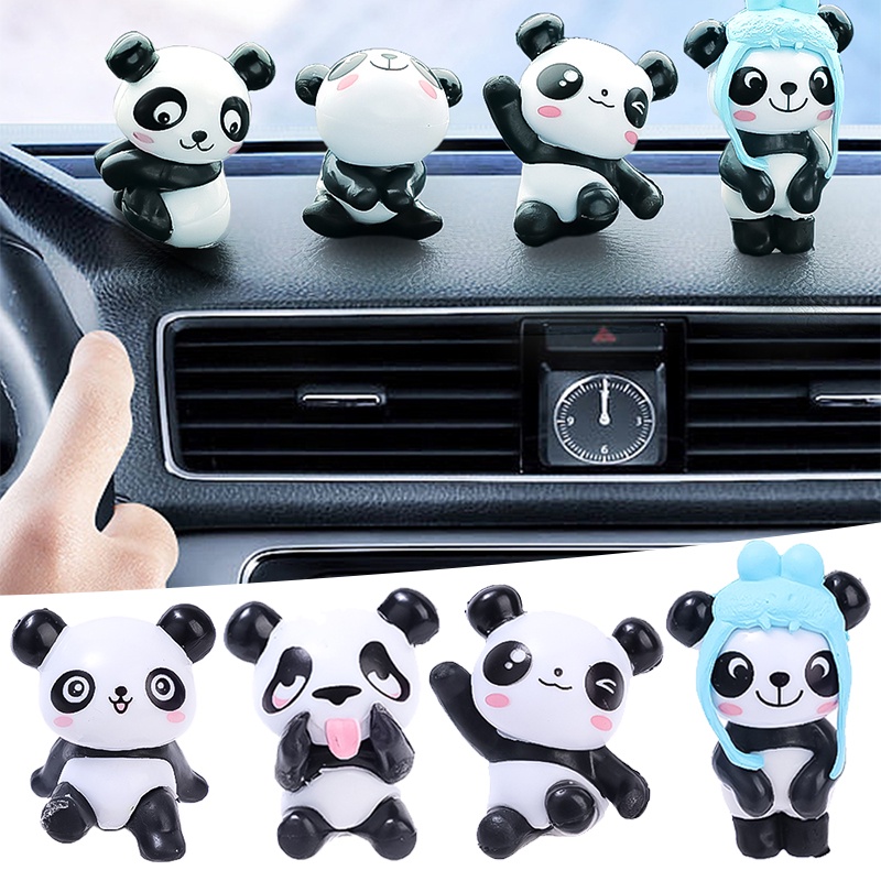 Ornamen Hias Ayam Mahkota Mobil Kreatif/Lucu Panda Babi Hewan Dashboard Mobil Perekat Dekorasi Aksesoris Interior