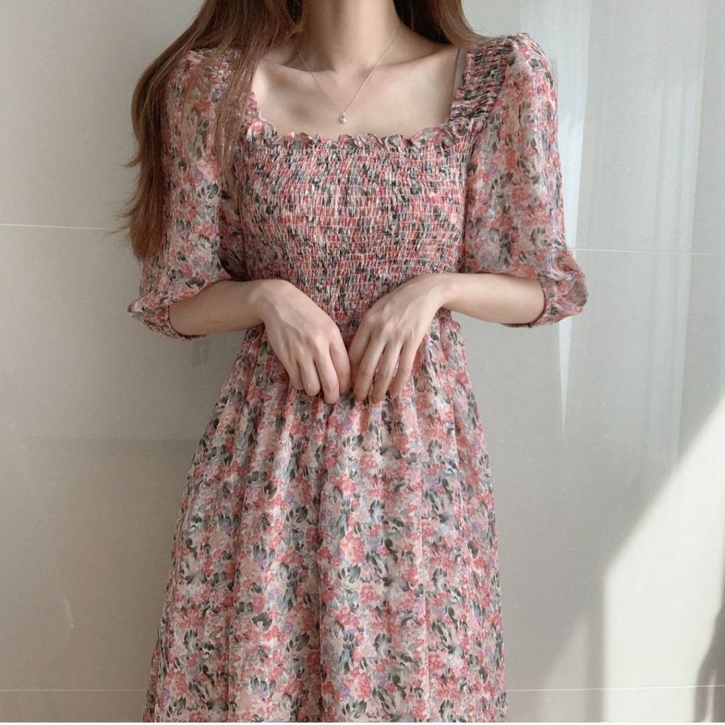 DRESS JUMBO - #DF49 VINTAGE DRESS BUNGA SOFTPINK