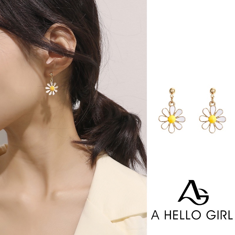 Anting Tusuk Desain Bunga Daisy Kecil Gaya Korea untuk Wanita