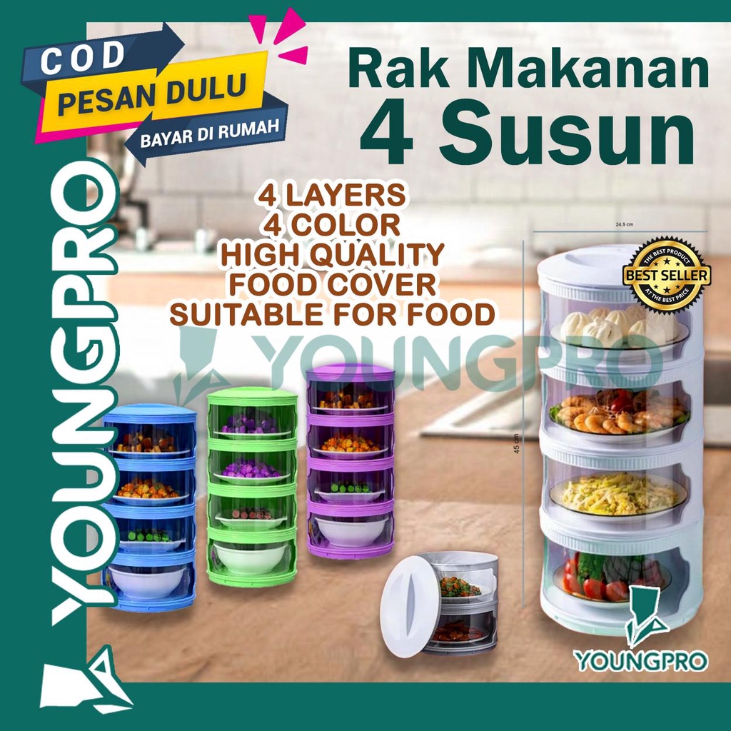 Tudung Saji 4 Susun Penyimpan Makanan Siap Saji Rak makanan