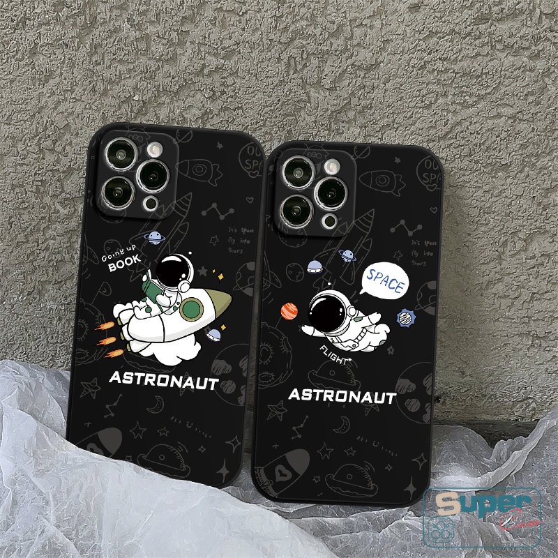 Kartun Indah Astronot Luar Angkasa Casing Realme C33 C20 C15 C30 10 9 9i 8pro 8i 8 5i 6i 7 C12 C35 C31 C25Y C25s C21Y C25 C11 10 C21 C3 5 7i C17 Cute NASA Soft Straight Edge Case