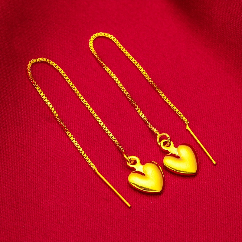 Goldkingdom Perhiasan Fashion 24K Bangkok Aksesoris Ready Stock Wanita Anting Hati Earline Hati Kecil Pentagram Wanita Kotak Rantai Earline