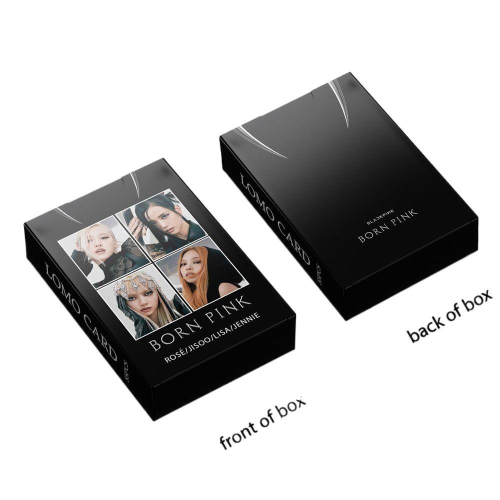 Kartu Lomo Agustina Set 55pcs /Box Mainan Cewek Hadiah Ulang Tahun Korea Fashion Cewek Grup Album Card Born Pink World Tour BLACKPINK LISA JENNIE ROSE JISOO ROSE Lomo Card