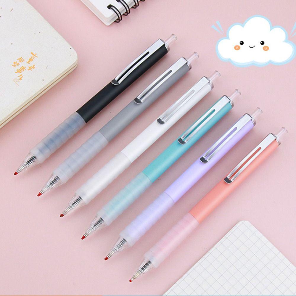 Populer 6Pcs/Set Gel Pulpen Perlengkapan Kantor Fashion Tinta Hitam 0.5mm Titik Halus Hadiah Pena Set Premium Ditarik