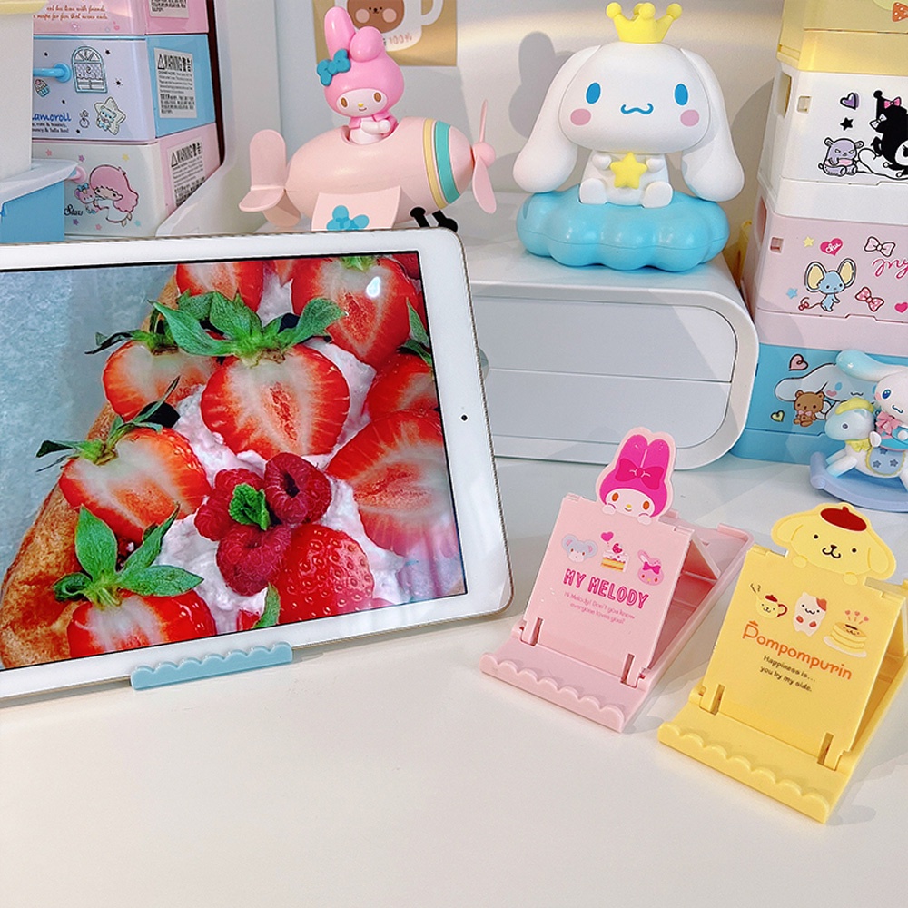 Kartun Saku Lipat Ponsel Tablet Holder Adjustable Membawa Cinnamoroll Kulomi Stabilizer Ponsel Lucu