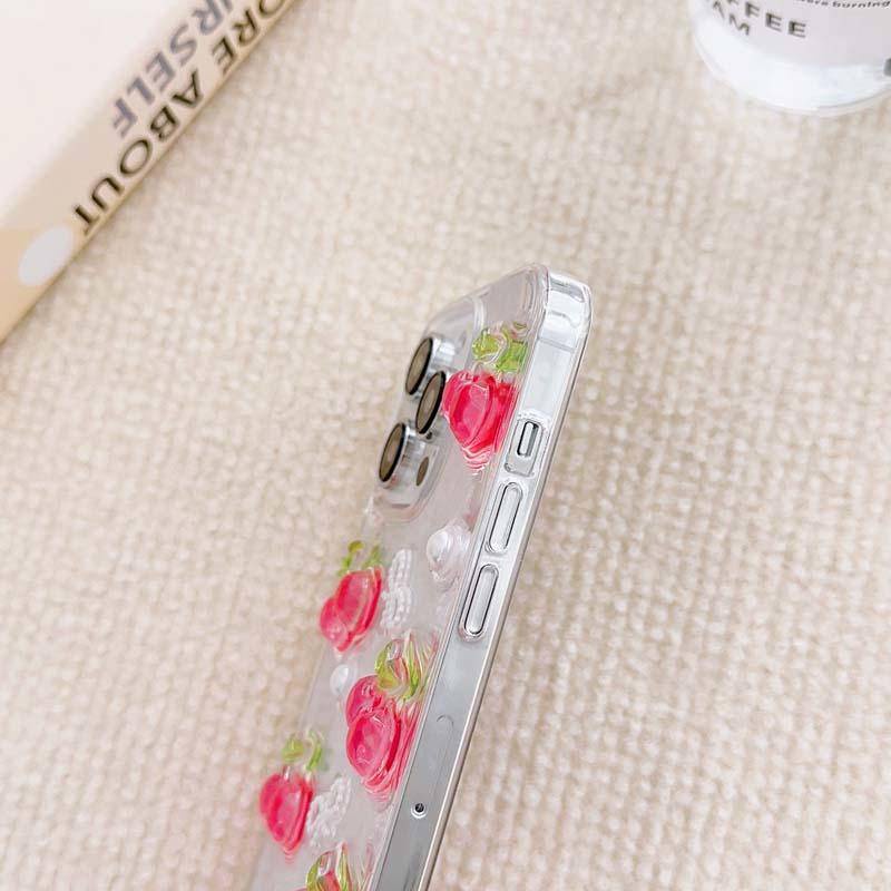 Casing Ponsel Epoxy Buah 3D Lucu Untuk iPhone 14 13 12 11 Pro MAX Plus Mini Glitter Bening Lembut Silicone Cover Musim Panas Shell Untuk iPhone X XS MAX XR 7 8 Plus SE 2022 2020