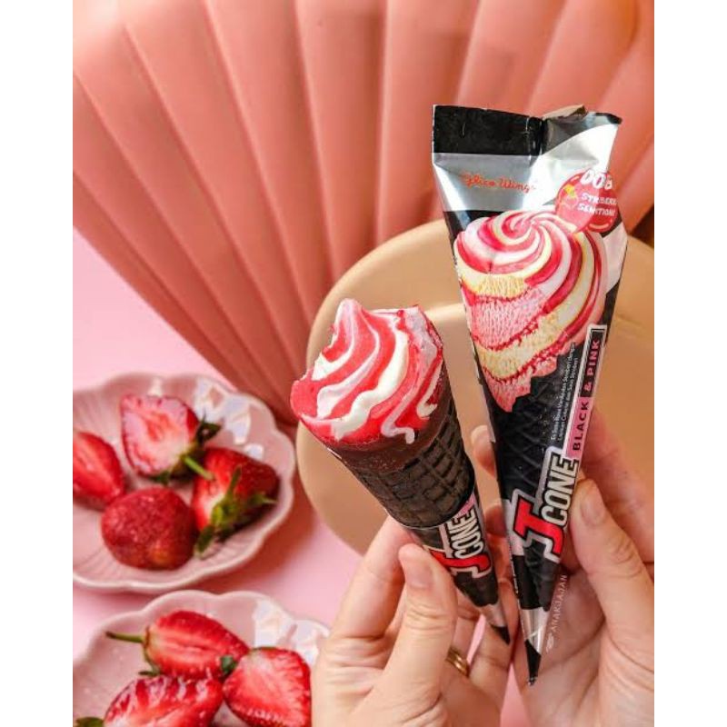 

Ice cream jcone black pink, double strawberry