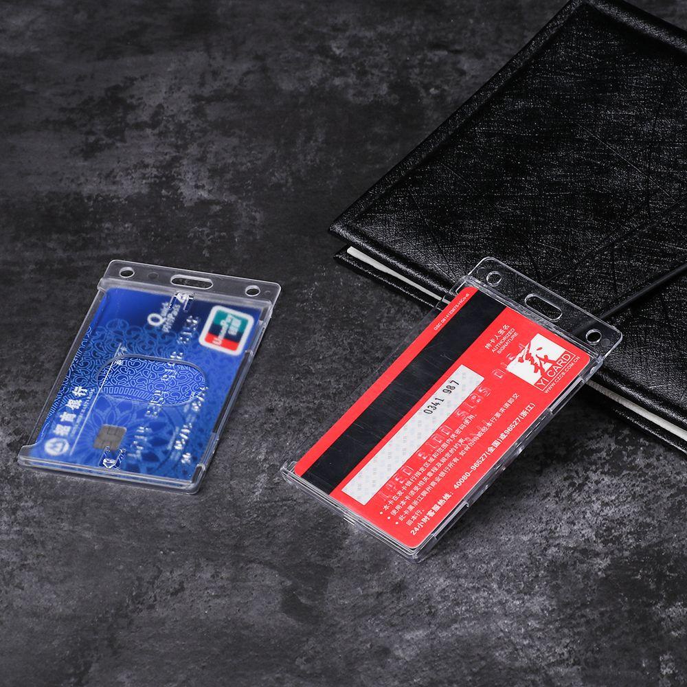 Nanas 1/3pcs Holder Kartu Kerja Portable Praktis Plastik Keras ID Bisnis Case Pelindung Cover Badge Multi use Card Sleeve