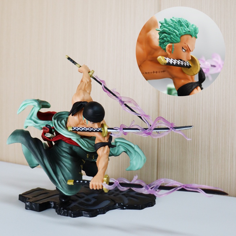 Original ONE PIECE Zoro Action Figure 19CM PVC GK Roronoa Zoro Boneka Koleksi Otomotif Hiasan Kue