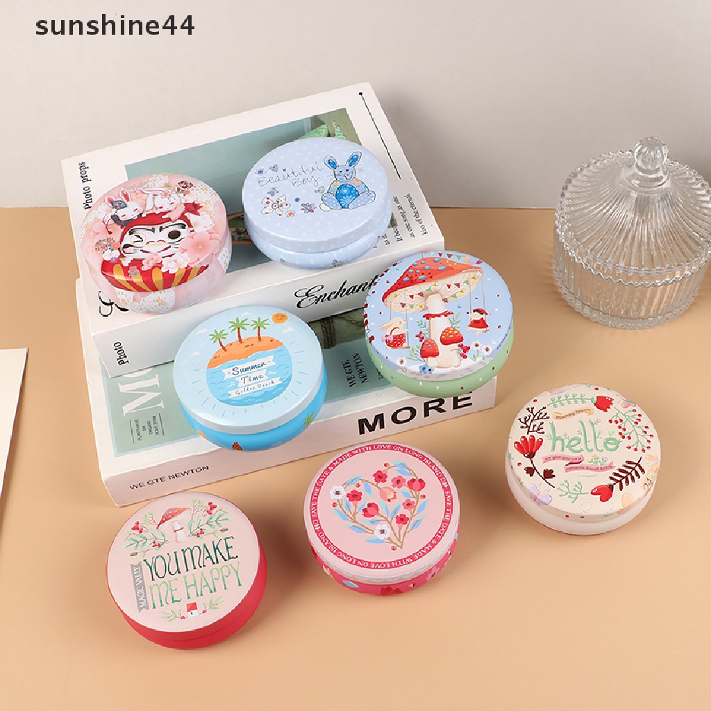 Sunshine 1Pc Tinplate Bulat Macaron Dessert Box Penyimpanan Kecil Koin Perhiasan Candy Case ID