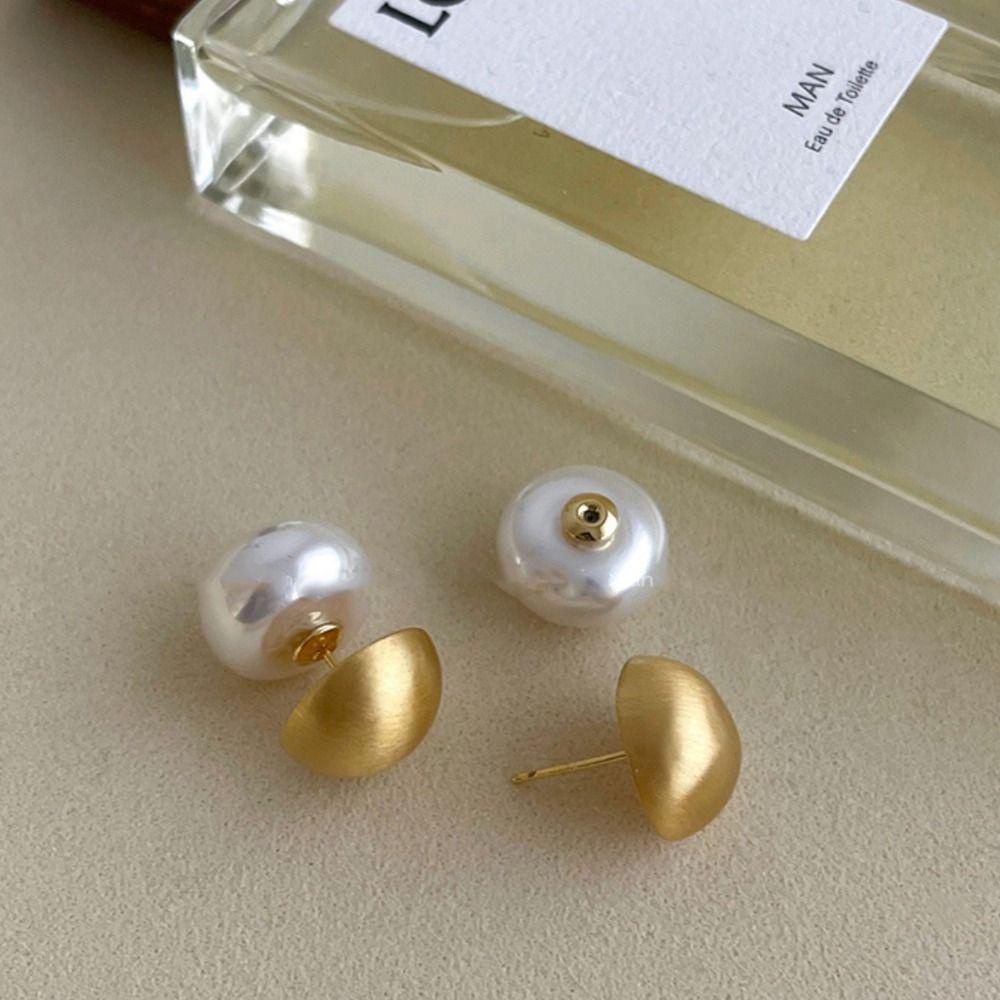 Mxbeauty Wanita Anting Mutiara Temperamen Retro Emas Mini Bulat Manis Gaya Korea Ear Stud